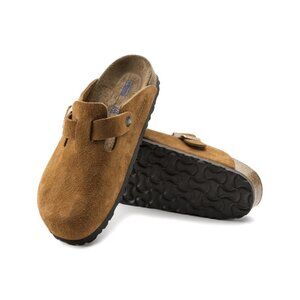 Birkenstock Boston Soft Footbed Unisex Suede Leather Clog Sandals - Mink